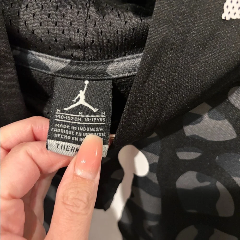 Jordan Black and Gray Camo Hoodie with White Jumpman